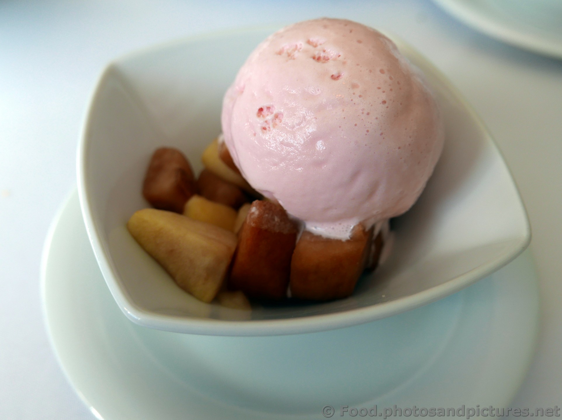 Poached Pear & Apple with Strawberry Sherbet.jpg